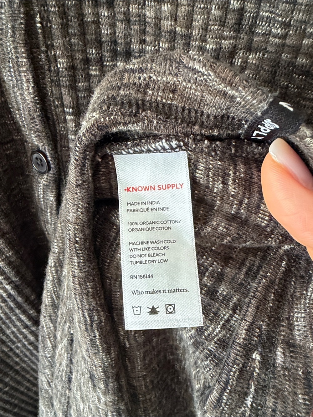 Known Supply 100% Organic Cotton Long-Sleeve Midi Dress Size M Brown Fall Winter - Picture 6 of 7